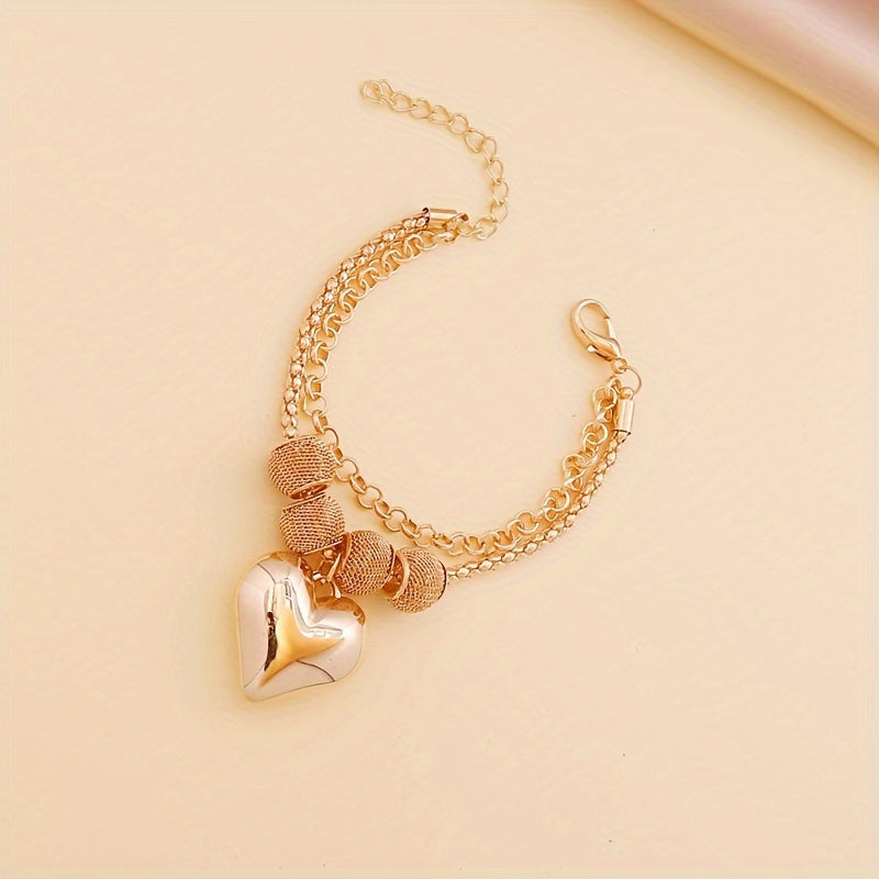 6pcs Stylish Bohemian Heart Jewelry Set - Women'S Multi-Layered Necklace, Bracelet and Earrings | Alloy Fashion Accessories for Casual Wear and Gifts